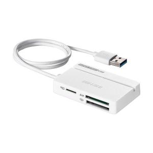 （まとめ）バッファロー USB3.0マルチカードリーダー スタンダード ホワイト BSCR100U3WH 1台 〔×3セット〕｜wpm