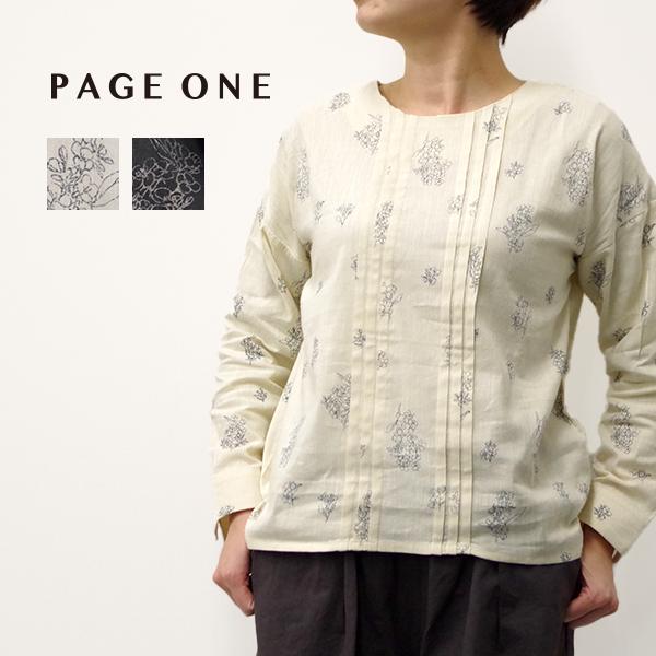 花柄ピンタックブラウス PAGE ONE ページワン グロリア