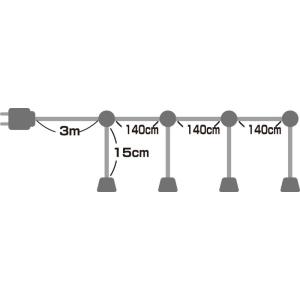 のぼり屋工房 K_提灯用ソケット 9030 4個用 コード長約3ｍ、間隔約1.4ｍ . 集客 販促品