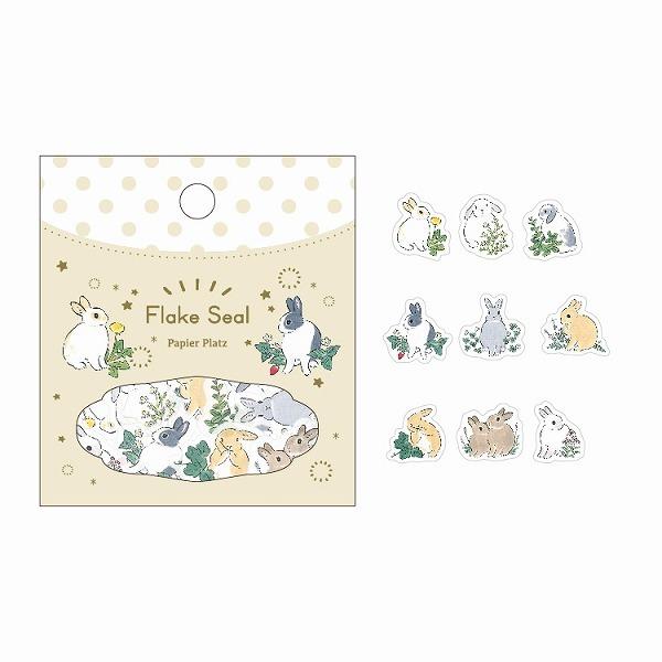 フレークシール PAPIER PLATZ パピアプラッツ もりやましなこ うさぎと野の花 37-82...