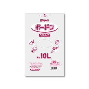 SWAN ポリ袋 ボードンパック 穴ありタイプ 厚み0.02mm No.10L 100枚｜wrappingclub1