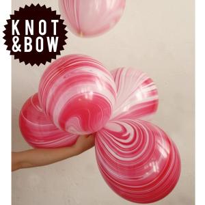 バルーン KNOT & BOW  マーブル模様風船（8個入り）  ピンク＆ホワイト｜wrappingclub1
