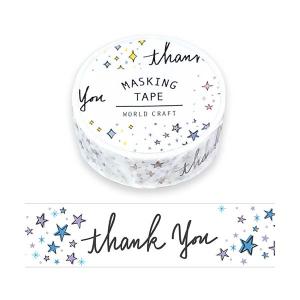 マスキングテープ  ワールドクラフト  thank you  MT15-027（15mm×7m)｜シモジマラッピング倶楽部 Yahoo!店