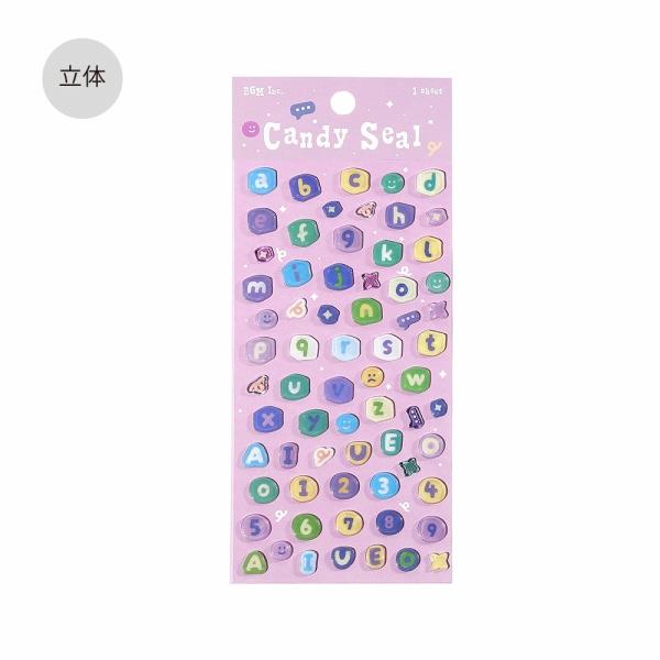 シートシール ビージーエム BGM 立体シール キャンディ 数字アルファベット BS-CD006