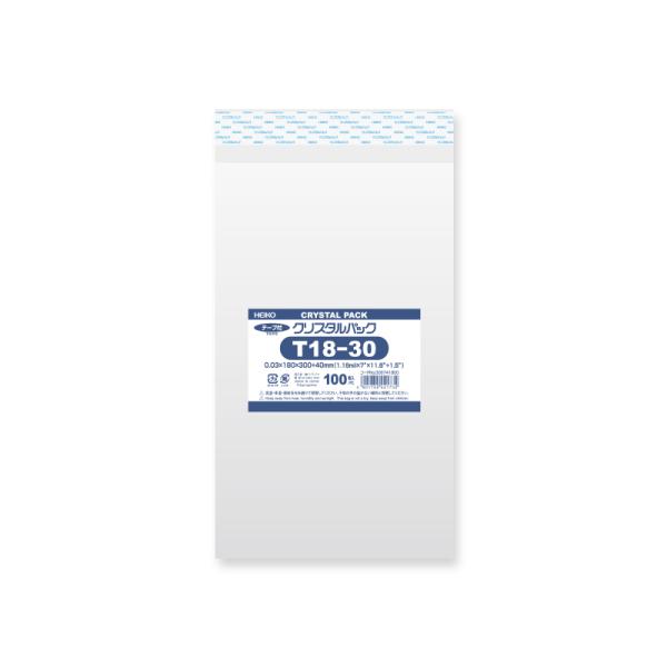 OPP袋 クリスタルパック HEIKO シモジマ T18-30(テープ付き) 100枚 透明袋 梱包...