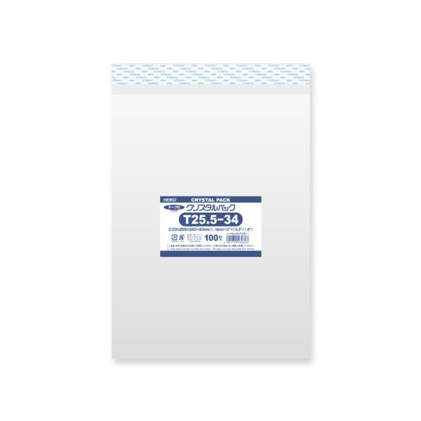 OPP袋 クリスタルパック HEIKO シモジマ T25.5-34(テープ付き) 100枚 透明袋 ...