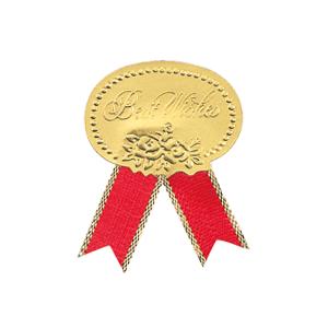 ギフトシール HEIKO シモジマ  (リボン付きシール)  ベストウィッシュ赤 M（54片入）｜シモジマラッピング倶楽部 Yahoo!店