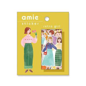 【サンキューシール】③レトロガール　ファション　10枚 フレークシール マインドウェイブ MIND WAVE アミステッカー レトロ