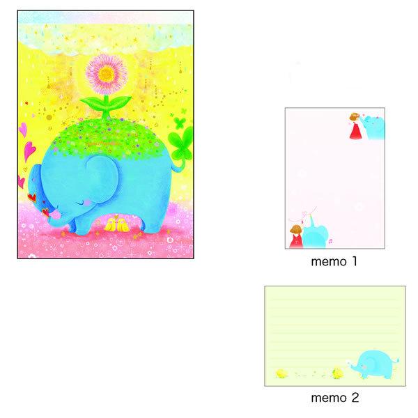 メモパッド Clothes-Pin クローズピン asanoyoshida 吉田麻乃 ゾウの草原 M...