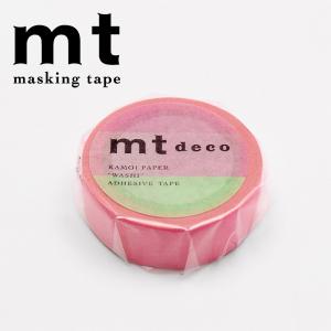 マスキングテープ mt カモ井加工紙 mt 1P deco 蛍光グラデーションピンク×グリーン 15mm×7m MT01D459｜wrappingclub1