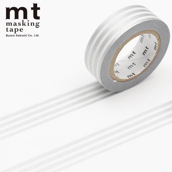 マスキングテープ mt カモ井加工紙 mt 1P （15mmｘ7m） MT01D391 ボーダー 銀