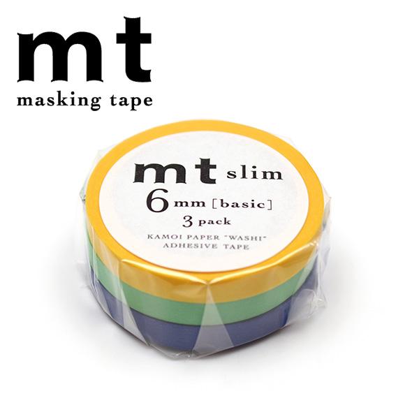 マスキングテープ mt カモ井加工紙 mt slim basic G 3巻セット 6mm×7m MT...