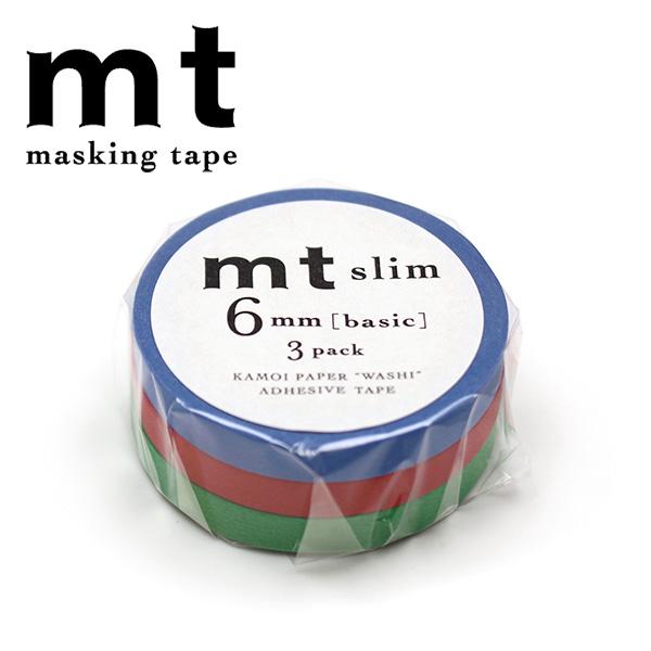 マスキングテープ mt カモ井加工紙 mt slim basic H 3巻セット 6mm×7m MT...