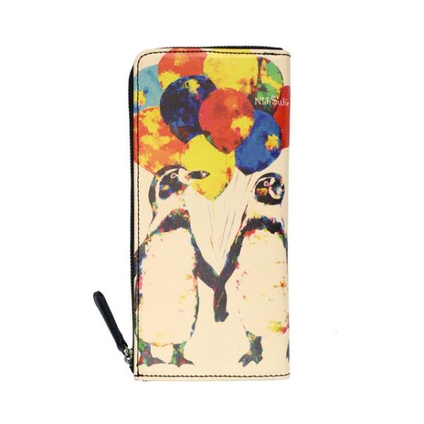 【2月末発送分の予約受付開始】 財布 レディース 長財布 メンズ 本革 ペンギン 風船 幸運 柄  ...