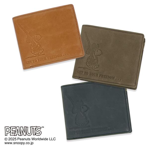 スヌーピー 財布 二つ折り メンズ レディース スヌーピー グッズ コラボ 財布 革 本革 SNOO...