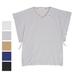 homspun(ホームスパン) 40/1フライスＶネックギャザーS/L 2WAYカットソー Tシャツ 6929｜wrhomme