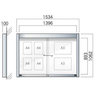 【照明なし】AGP-1510W アルミ掲示板 掲示板 壁付け 大型看板 ガラス掲示板