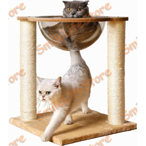 猫 爪とぎ 43*33*48cm 宇宙船 カプセル 猫の引プ 木登りタワー カプセル ネコ用寝具 猫...