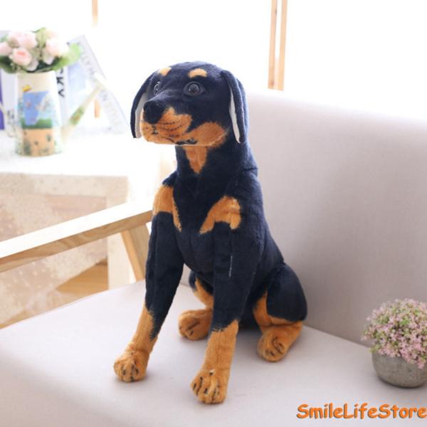 アニメシミュレーション黒犬羅威犬人形ぬいぐるみ公仔犬抱き枕クッションぬいぐるみ家庭飾り