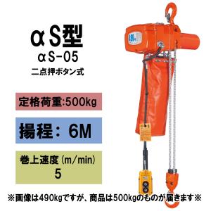 【直送品】象印チェンブロック　αS型　αS-05　揚程6Ｍ　単相100V用　電気チェーンブロック　電動ホイスト　クレーン