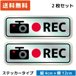 シンプル ドラレコステッカー シルバー 銀 2枚セット ドライブレコーダーステッカー シール 小さい 録画中｜wscshop