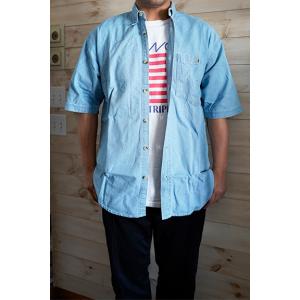 COBRA CAPS S/S HEAVY WEIGHT DENIM SHIRT SKY INDIGO コブラ キャップス ショートスリーブ ヘビーウェイト デニム シャツ スカイ インディゴ｜wsmarket214