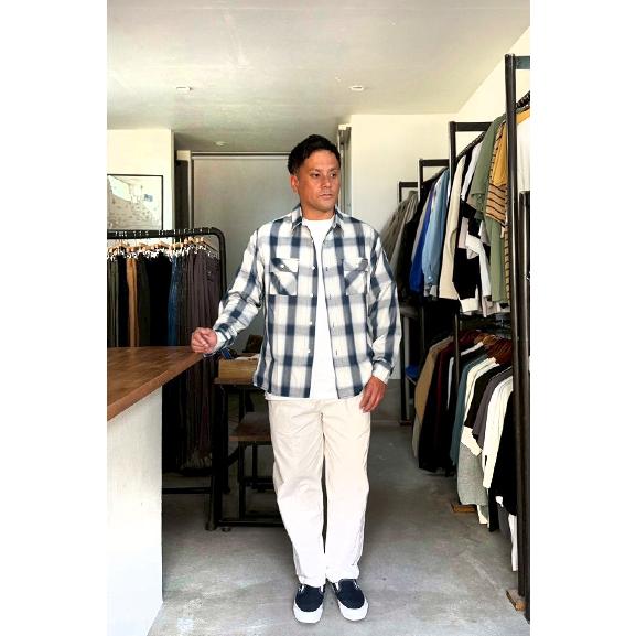 BIG MIKE Rayon Mix Ombre Slit L/S Shirts｜WHT×BLUE ...