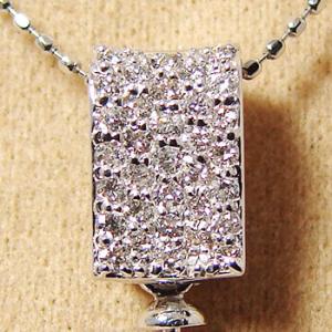 【受注発注品】0.16ct パヴェダイヤ スクエアデザイン ゴージャスペンダントトップ金具　K18WG ホワイトゴールド[n5]｜wsp