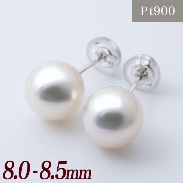 あこや本真珠 パールピアス ホワイト系 8.0-8.5mm AAB Pt900 プラチナ [n3]