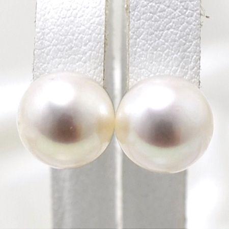 淡水真珠 パールピアス ホワイト系 9.0-9.5mm A〜BB  K14WG ホワイトゴールド [...