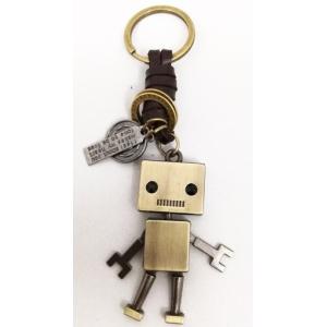 キーホルダー 2個セット 革 ロボットキーホルダー レザー