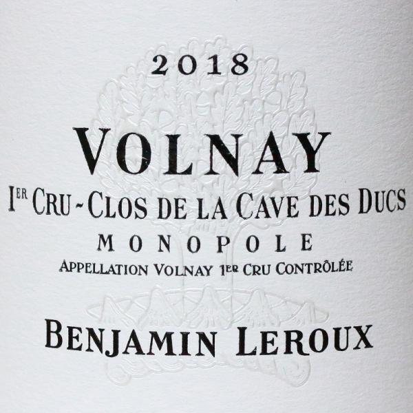 ヴォルネイ　プルミエクリュ　クロ　ド　ラ　カーヴ　デ　デュック　2018　バンジャマン　ルルー　赤ワ...