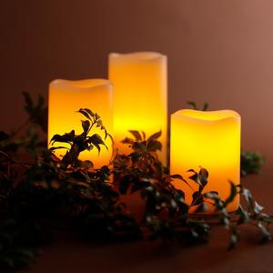 在庫なし　高級LEDキャンドルライト3個セット 消灯タイマー付き ゆらぎ照明モード切替 リモコン付き 明るさ2段階調整 ろうそく 電池式 レビュー特典 WY