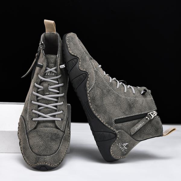 新作 秋冬 メンズ ハイカット レザー スニーカー ドライビングシューズ サイドジップ カジュアル ...