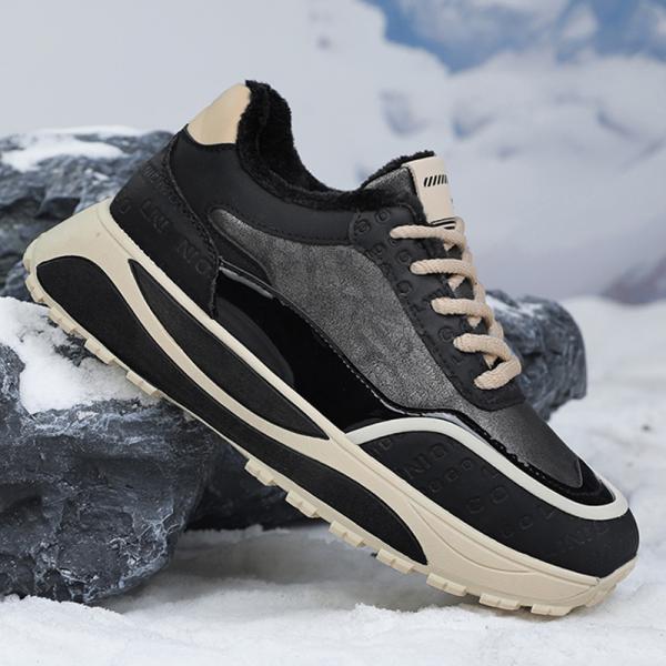 メンズ 防寒 スニーカー 冬靴  カジュアルシューズ 裏ボア 合革 厚底 スノーブーツ カジュアルシ...