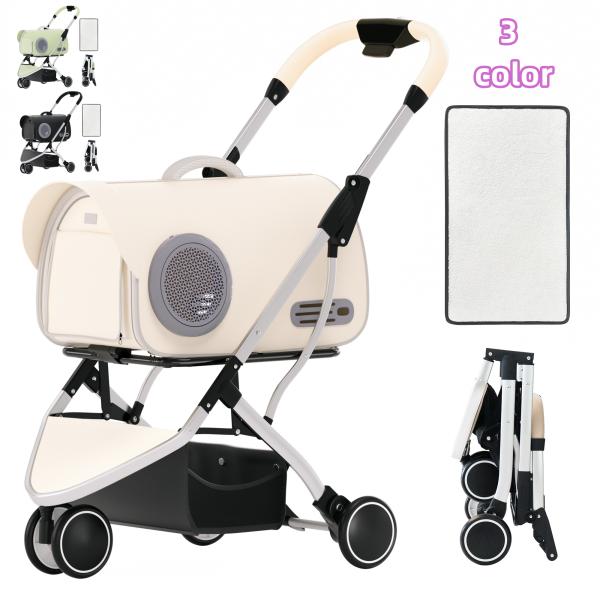 ペットカート 猫犬 ベビーカー アルミ 分離型 収納 コンパクト 3Way 折りたたみ 前輪360°...