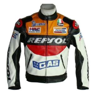 ★送料無料★ 防寒耐摩 ★REPSOL レザージャケット★ バイクジャケット　オレンジ