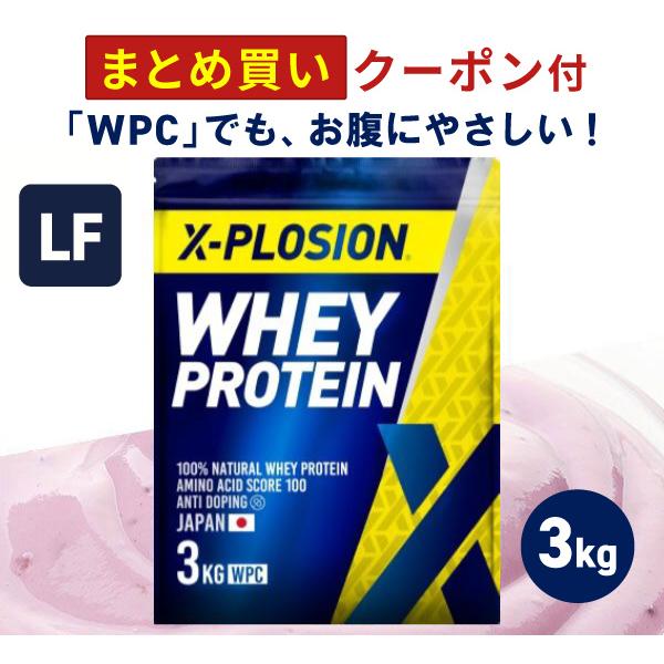 エクスプロージョン WPC ラクトースフリー 3kg ブルーベリー ヨーグルト味 100%ホエイプロ...