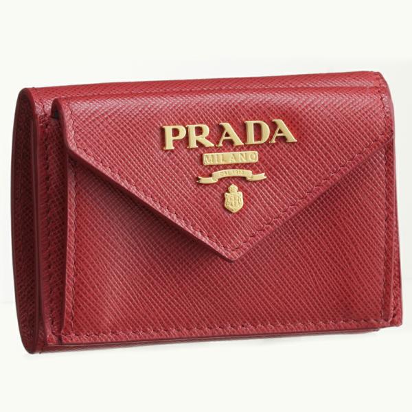 【お取り寄せ】 プラダ PRADA 折財布 1MH021 QWA レッド系（F068Z FUOCO)