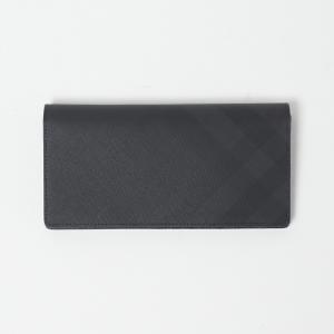 バーバリー 長財布 LONDON CHECK &amp; LEATHER CONTINENTAL WALLET 8014479 グレー系(DARK CHARCOAL) BURBERRY