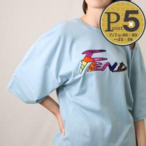 フェンディ FENDI レディースTシャツ 【ブラッシュ オーバーサイズ】 FS7890 AJXG F1H3F LUGHT BLUE｜x-sell