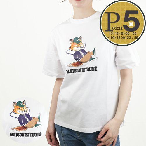 メゾンキツネ MAISON KITSUNE レディース Tシャツ DRESSED FOX PATCH...