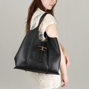 トッズ TOD’S トートバッグ Tタイムレス XBWTSBA0300 Q8E ブラック レザーショ...