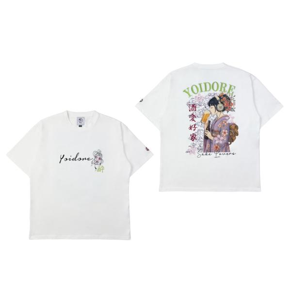 よいどれ YOIDORE 826217 ビール好き着物女子  Tシャツ カラーホワイト(90) 酒 ...