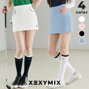 XEXYMIX ゼクシィミックス ゼクシーミックス ゴルフ ゴルフウェア GOLF パイピング キュロット Hライン スカート レギンス付き 韓国 おしゃれ かわいい GP3008G｜xexymix