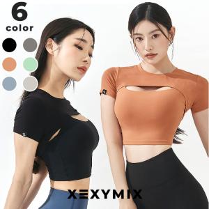 XEXYMIX ゼクシィミックス ゼクシーミックス レイヤード 半袖 Tシャツ ヨガトップス ヨガウェア トップス XA5337F｜xexymix