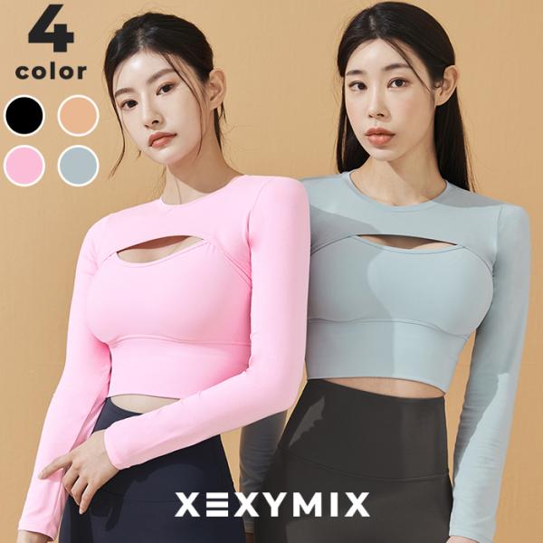 XEXYMIX ゼクシィミックス ゼクシーミックス レイヤード 長袖 Tシャツ ヨガトップス ヨガウ...