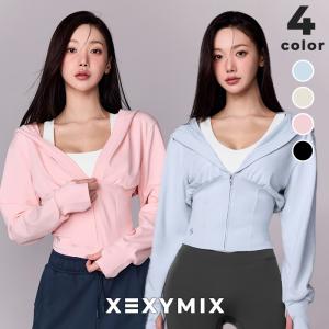 ヨガウェア パーカー ジャケット 指穴付き UVカット ピラティスウェア ゼクシィミックス xexymix ゼクシーミックス xfl1jl1001