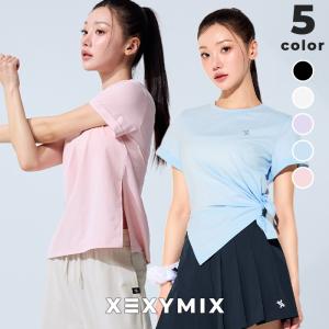 ヨガウェア トップス ヨガトップス 半袖 Tシャツ サスティナブル素材 スリット スポーツウェア ゼクシィミックス xexymix ゼクシーミックス xfl2ts1109