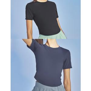 ヨガウェア 半袖 クロップド丈 Tシャツ レデ...の詳細画像3